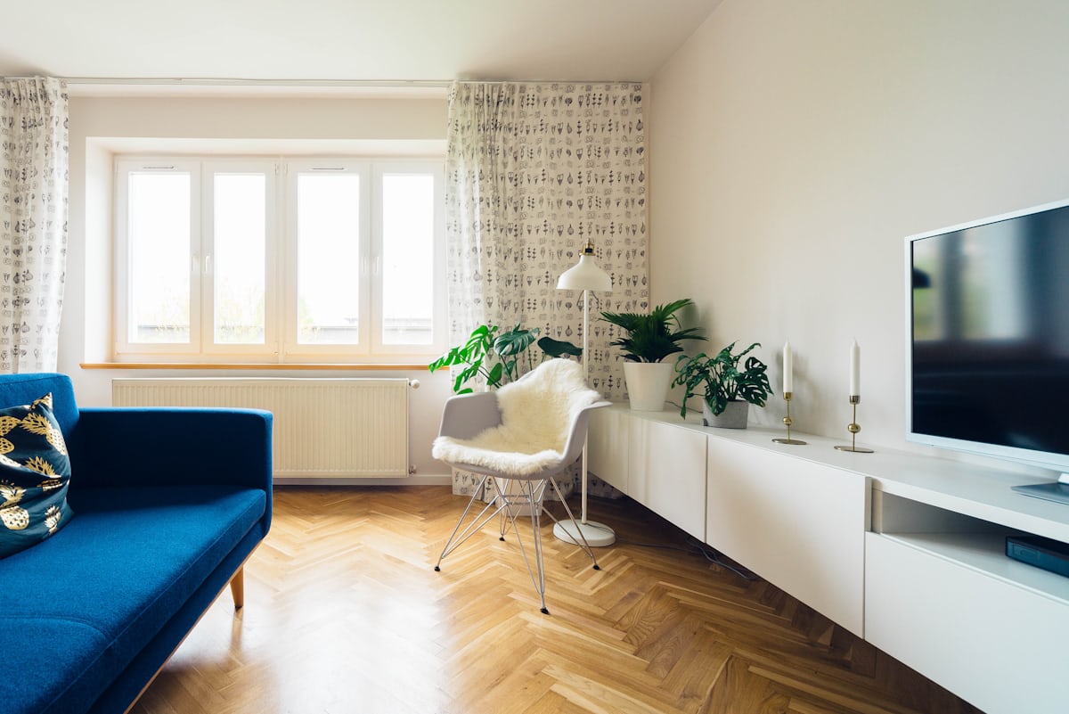 Pièce de vie avec parquet ancien